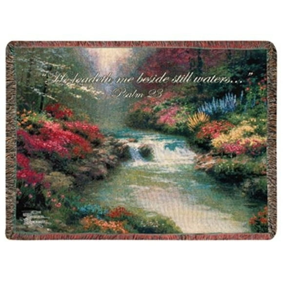 Beside Still Waters with Verse Afghan Throw - A - H 60 x W 50