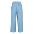 thumbnail image 4 of pimelu Womens Casual Wide Leg Pants Elastic Waisted Straight Long Trousers Loose Work Cargo Palazzo Pants Streetwear Cotton Linen Pants, 4 of 5