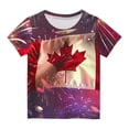 thumbnail image 3 of AJTQTH Tees for Kids Boys Girls Unisex Canada Day Tie-Dye Novelty Tops Crewneck Short Sleeve Tshirts Clothes Outfits Shirts Blouses Holiday Gift Purple#02 7 Years, 3 of 3