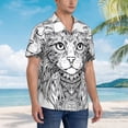 thumbnail image 3 of Pofeuu Intricate Cat Mandala Print Hawaiian Shirt for Men Sleeves Casual Button Down Summer Beach Dress Shirts T-Shirts,, 3 of 7