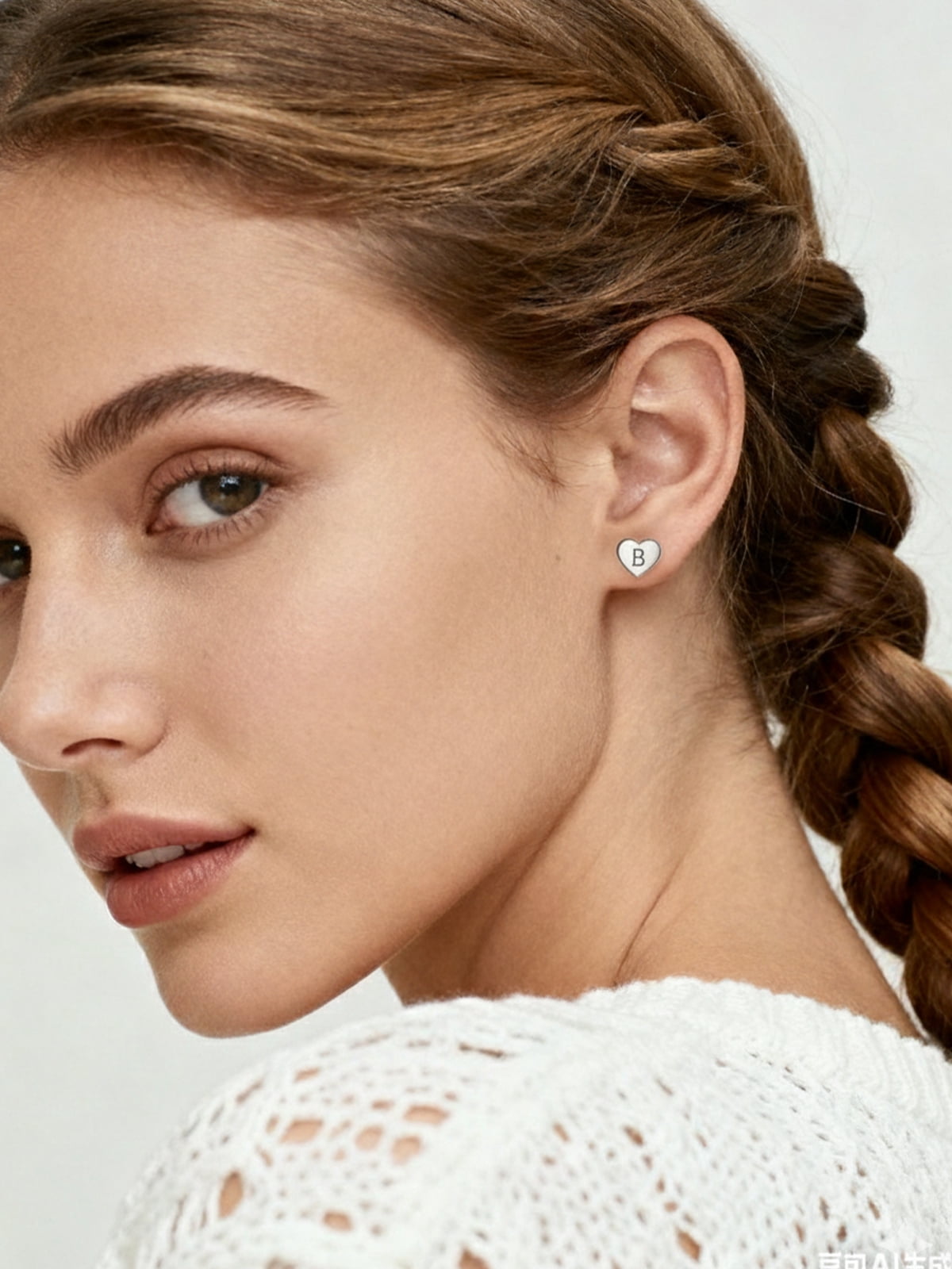 Silvora Initial Heart Stud Earrings for Women Sterling Silver Hypoallergenic Letter B Earrings Charm Mother Daughter Christmas Birthday Jewelry Gift