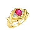 thumbnail image 3 of RYLOS Rings for Women 14K Yellow Gold Ring XOXO Hugs & Kisses 7X5MM Gemstone & Diamond Ring July Ruby Jewelry Size 6, 3 of 7