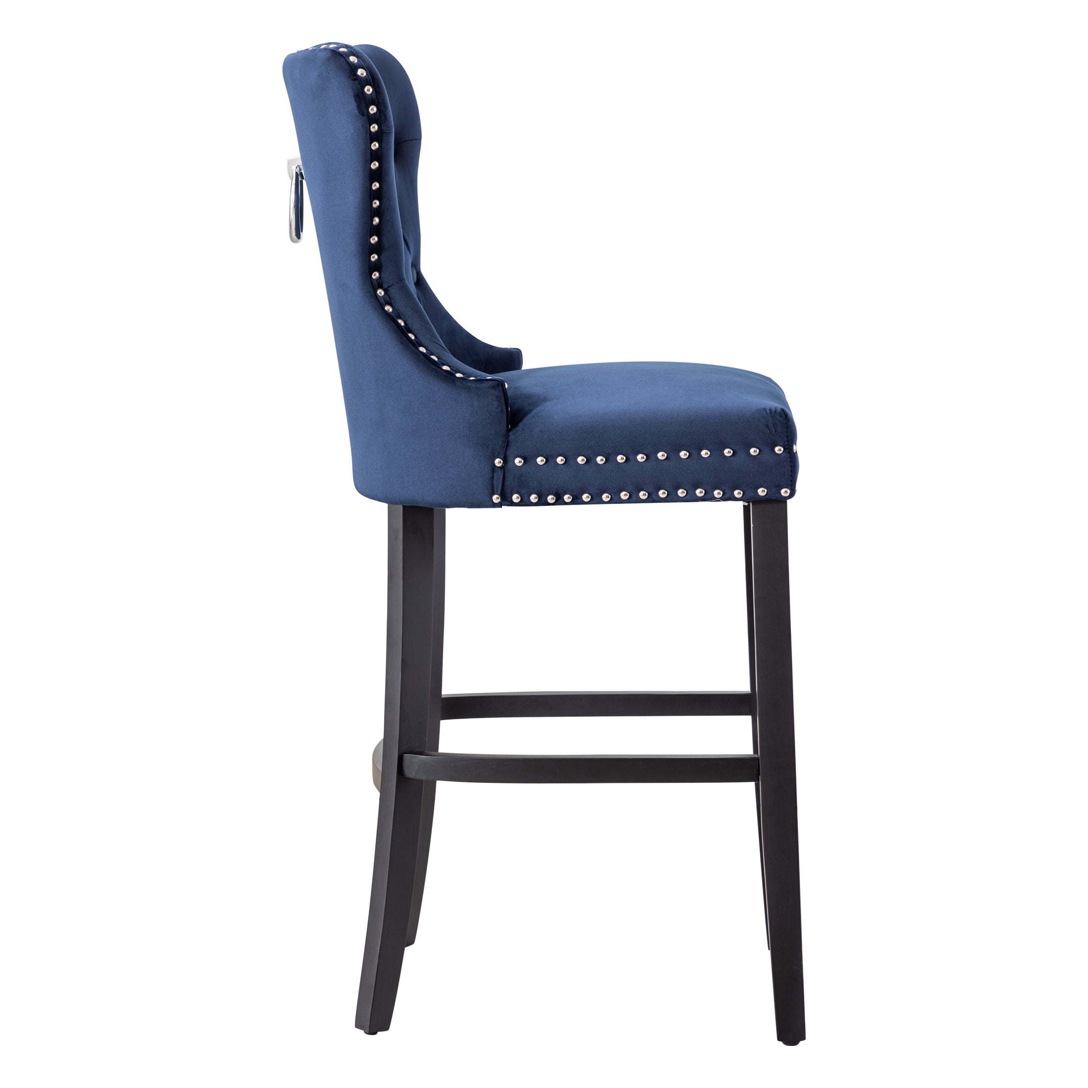 Westin Outdoor 29" Tufted Velvet Counter Stool, Black/Velvet Navy Blue