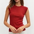 thumbnail image 2 of Bibifish Womens Tees Crew Neck Sleeveless Raglan Sleeve Seam Fitted Solid T-Shirts Layering Casual Street Style Everyday Tops, 2 of 6