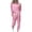Pink, variant on Women Long Sleeve Color Block Patchwork Crewneck T Shirt Top Blouse And Long Pants Leggings Casual Outfit Set