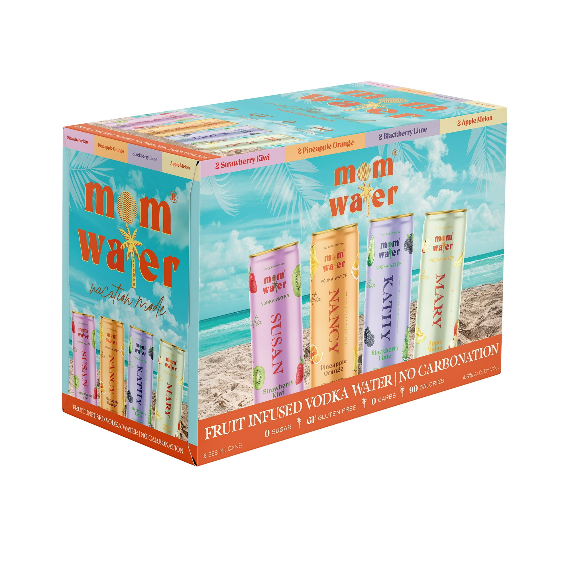 Mom Water Mom Squad Vacation Mode Mixed Flavors Flavored Alcoholic Beverage, 12 fl oz Can, 4.5% ABV