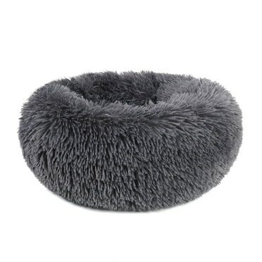 Round Plush Pet Bed for Dogs & Cats,Fluffy Soft Warm Calming Dog Bed Sleeping Kennel Nest,23.6 x 23.6 x 8"