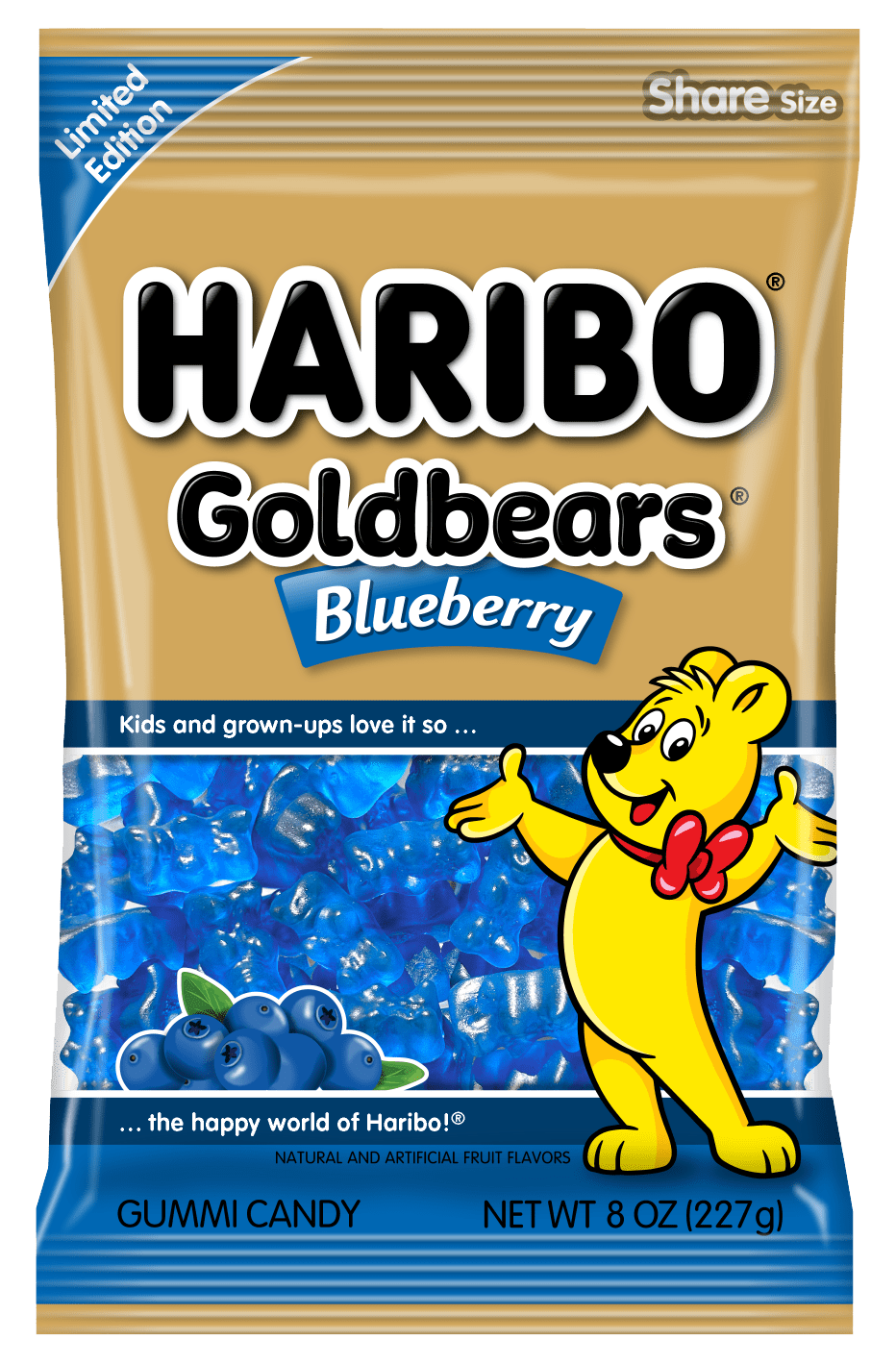 HARIBO Goldbears Wild Berry Gummy Candy, 8oz Large Peg Bag, Pack