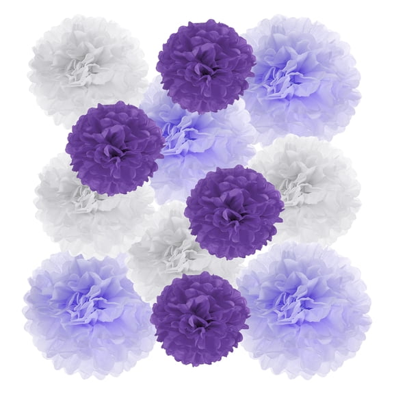 Uxcell Paper Pom Poms Set, Flower Ball Kit for Birthday Bachelorette Wedding Shower Bridal Party Decoration DIY Craft Light Purple/White/Dark Purple