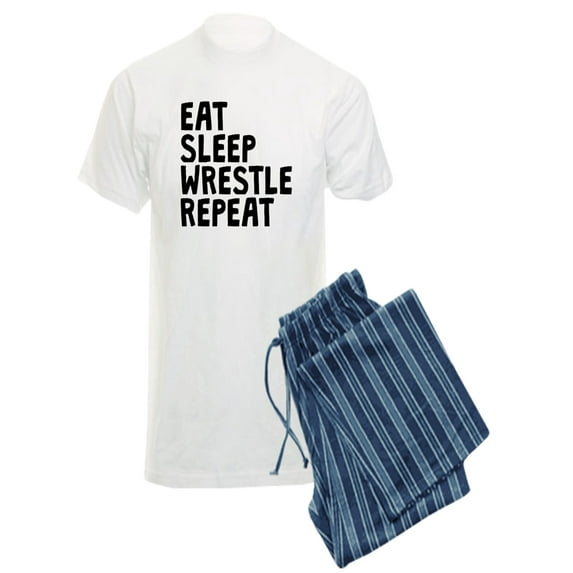 CafePress - Eat Sleep Wrestle Repeat Pajamas - Men's Light Pajamas