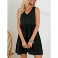 thumbnail image 4 of LELINTA Women Summer Beach Sundress Sleeveless Tank Dress V Neck Vest T-shirt Dress Casual Loose Flowy Swing Shift Dresses, Black/ Green/ Navy Blue/ Wine Red/ Caramel, S-2XL, 4 of 5