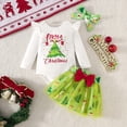thumbnail image 5 of Xyant Baby Girl Christmas Outfit Ruffle Long Sleeve Romper Tutu Skirt Headband Set My First Christmas Baby Girl Outfits,Size 3-6 Months, 5 of 9