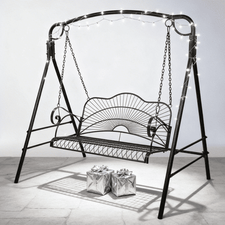 Ktaxon Metal Porch Swing Chair, 2-Person Hanging Loveseat for Yard & Deck (Stand Not Included)