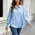 thumbnail image 3 of Perfectbot Women's Stripe Button Down Shirt, Lantern Long Sleeve Blouse with Smocked Cuffs Office Casual Wear, 3 of 7