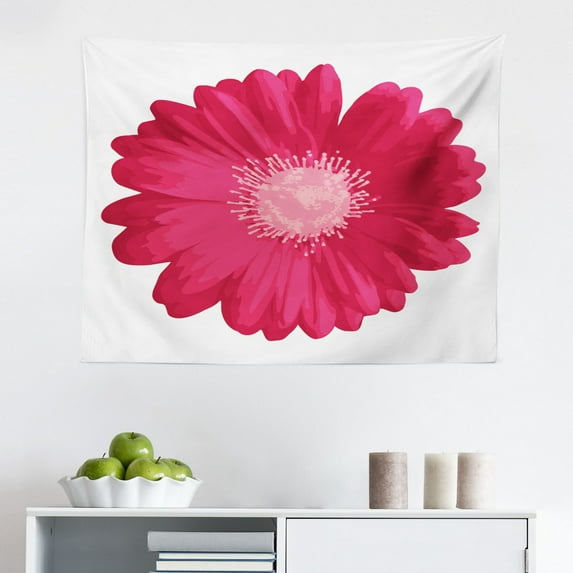 Gerber Daisy Tapestry, Various Colorful Petals on Plain Backdrop Summer Flora Romance Print, Fabric Wall Hanging Decor for Bedroom Living Room Dorm, 2 Sizes, Multicolor, by Ambesonne