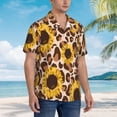 thumbnail image 5 of Bixox Men's Hawaiian Shirts Men's Leopard Sunflowers Print Short-Sleeve Shirt-X-Large, 5 of 8