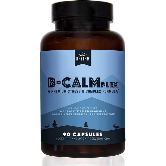 Natural Rhythm B-CALMplex B-Complex Calm Supplement with Methylfolate, 90 Capsules