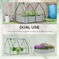 thumbnail image 4 of Outsunny Raised Garden Bed with Mini Greenhouse, Steel Outdoor Planter Box with Plastic Cover, Roll Up Window, Dual Use, 50"x 37.5"x 36.25", Clear, 4 of 10