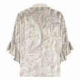 thumbnail image 6 of AGWOLF Women's Velvet Tops 3/4 Sleeve Ruffle Tunic Blouses Dressy V Neck Floral Shirts Fall Winter Clothes Evening Party Top, 6 of 6
