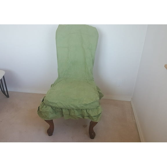 OctoRose 1pc Soft Micro Suede Shortly Dining Chair Cover Protector Sage Green 19x18inch (DxW)