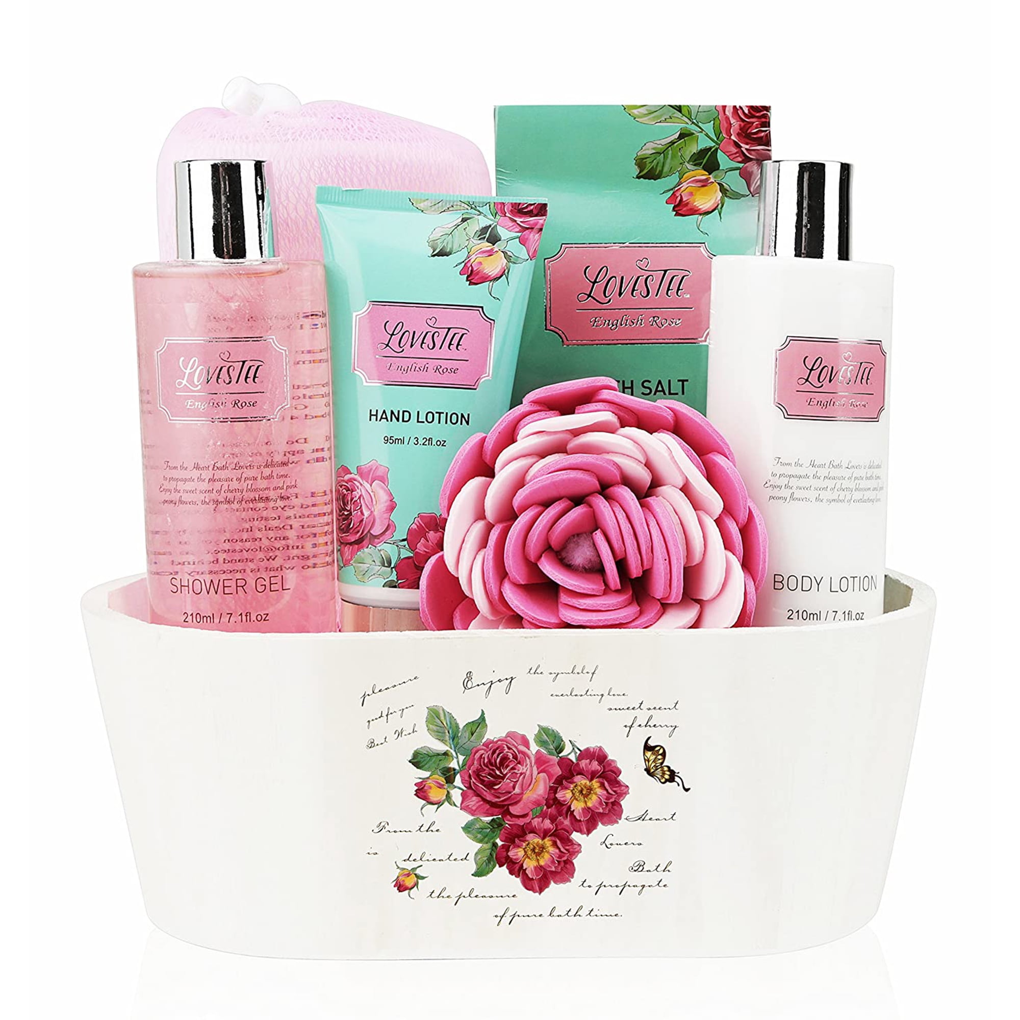  Spa Gift Basket – Bath and Body Set with Vanilla Fragrance by  Lovestee - Gift Basket Includes Shower Gel, Body Lotion, Hand Lotion, Bath  Salt, Eva Sponge and a Bath