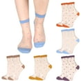 thumbnail image 6 of PTSPLLMY Sox Womens Girls Sheer Socks Mesh Lace Crew Socks Transparent See Through Ultra Thin Silk Nylon Dress Socks, 6 of 8