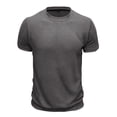 thumbnail image 2 of Camiseta de manga corta de punto para hombre - Color liso, diseño acanalado, deportiva informal - S-XXL, 2 of 6