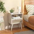 thumbnail image 3 of LELELINKY Nightstand with Charging Station Set of 2, Farmhouse Bedside Tables Night Stands with Drawer, Boho Side Tables for Bedroom, Living Room, Grey White, 3 of 9