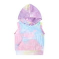 thumbnail image 4 of Tkrady Baby Girl Outfits Spring Summer New Soft Breathable Sleeveless Vest Tie Dye Print Tops Hooded Shorts 2 Piece Set, Sizes 0-3 Years, 4 of 7