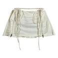 thumbnail image 4 of Jupe Trapèze Mini d'Été pour Femmes Couleur Unie Rétro Taille Basse Plissée à Nouer Fermeture Éclair 00s Mode Urbaine, 4 of 6