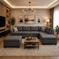 thumbnail image 3 of Cosmic Homes Haven Sectional Sofa RHF with Storage Ottoman, Pull-Out Tray & Cup Holder, Grey Couch Set for Living Room, Modular L-Shaped Sofa, 3 of 7