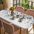 thumbnail image 3 of Grey Leaves Table Cloths for 3 Foot Rectangle Tables, Summer Botanical Patio Waterproof Elastic Fitted Tablecloths, Washable Rectangular Table Cover for Camping, 3 of 8