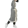 thumbnail image 2 of Yuemengxuan Female Fashion Houndstooth Print Long Sleeve Coat with Pockets and Waist Belt, 2 of 9