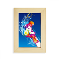 thumbnail image 1 of Deporte de invierno, esqui colorida ilustración Escritorio de madera Arte Pintura 5x7 pulgadas marco de foto foto, 1 of 4