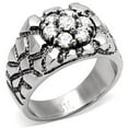 thumbnail image 1 of Alamode TK121-8 Hommes Haute Poli Bague en Acier Inoxydable avec AAA Grade CZ en Clair - Taille 8, 1 of 1