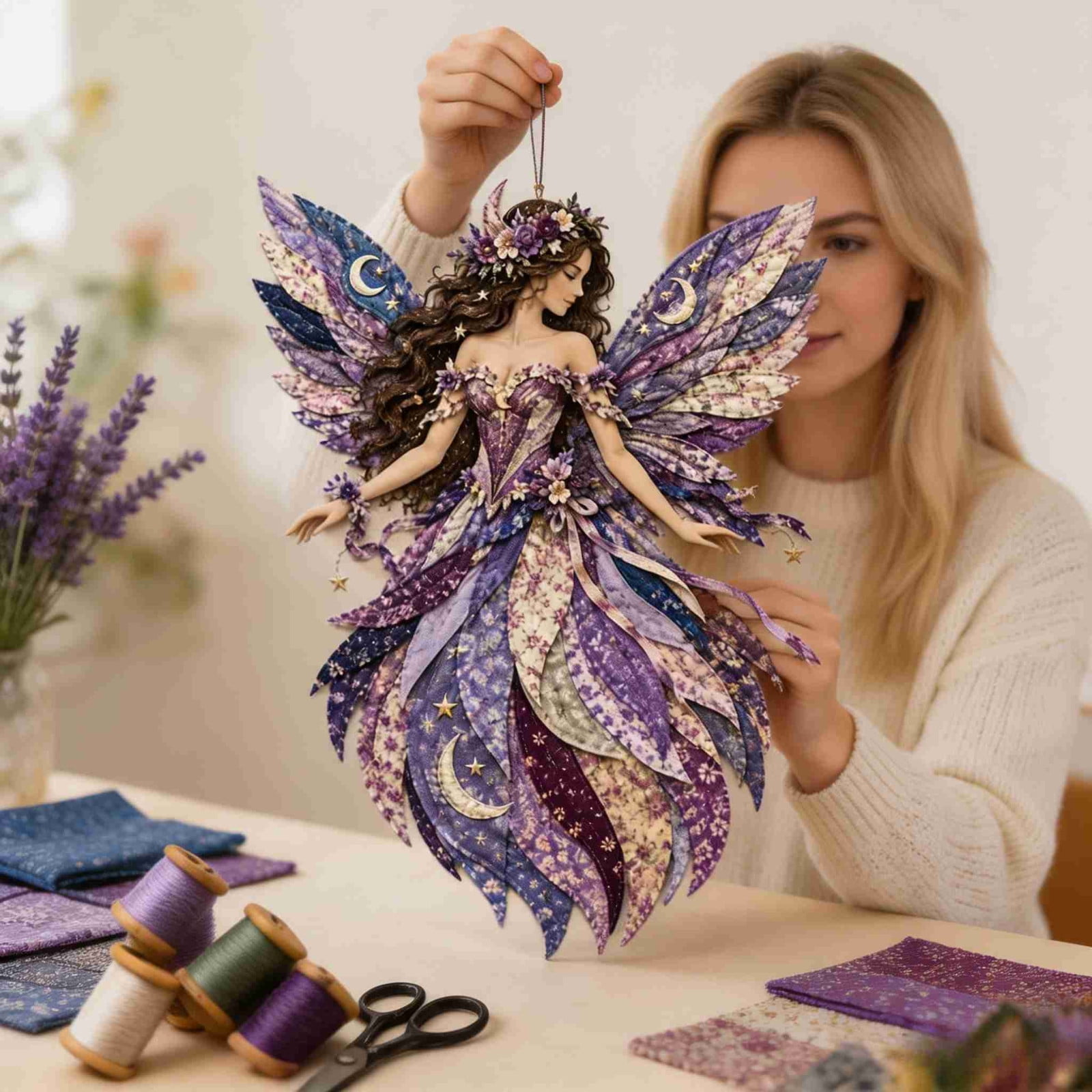 DIY Flower Fairies Patchwork Kits Fairy Patchwork DIY Kit Funny Knitting Kits Layered Fabric Wall Decor for Adults