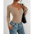 thumbnail image 5 of FreshPretty Fall Sweaters for Women Lightweight Long Sleeve Henley Shirts Button Up Knit Basic Slim Fit Going Out Tops, 5 of 7