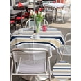 thumbnail image 5 of Outdoor Tablecloth with Umbrella Hole for Patio/Picnic/Party/Camping, Beige Navy Blue Striped Waterproof Table Cloth Round Cover Washable, Farmhouse Stripes Modern Abstract Art (Dia 54"), 5 of 8