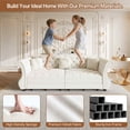 thumbnail image 5 of FFH 97.6" Chesterfield Couch with Pull Out Bed, Velvet Sleeper Sofa with Classic Roll Arm, Flower Tufting for Living Room, Beige, 5 of 11