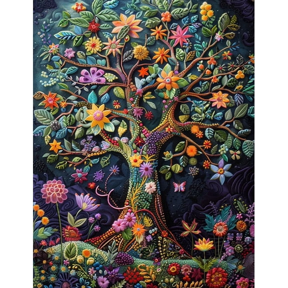 A Tree of Life Colorful Leaves DIY 11CT Stamped Cross Stitch Kits for Beginners Easy Needlepoint Embroidery Counted Cross Stitch Art Craft for Wall Decoration 12x16inch(4)