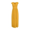 thumbnail image 2 of DEELLEEO Clearance Womens V-Neck Solid Color Short Sleeve Chiffon Waist Closing Evening Dress, 2 of 6
