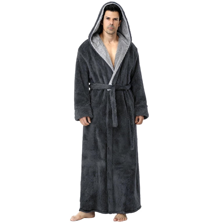 Amitofo Men's Hooded Fleece Bathrobe, Long photo 5