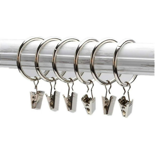 Lot de 60 Anneaux de Rideau Ronds Antirouille Diamètre Intérieur 1,26 Pouce Anneaux Coulissants en Acier Massif Anneaux de Draperie Anneaux de Clip de Fenêtre