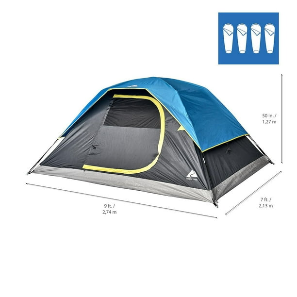 Ozark Trail - 4 Person Dome Tent, Fiberglass Poles Easy to