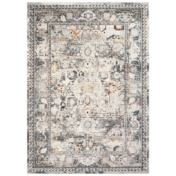 SAFAVIEH Alhambra Leptis Oriental Area Rug, Grey/Cream, 5'3" x 7'7"