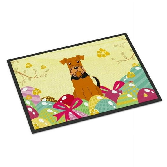 Carolines Treasures BB6041MAT 18 x 27 in. Easter Eggs Airedale Indoor or Outdoor Mat