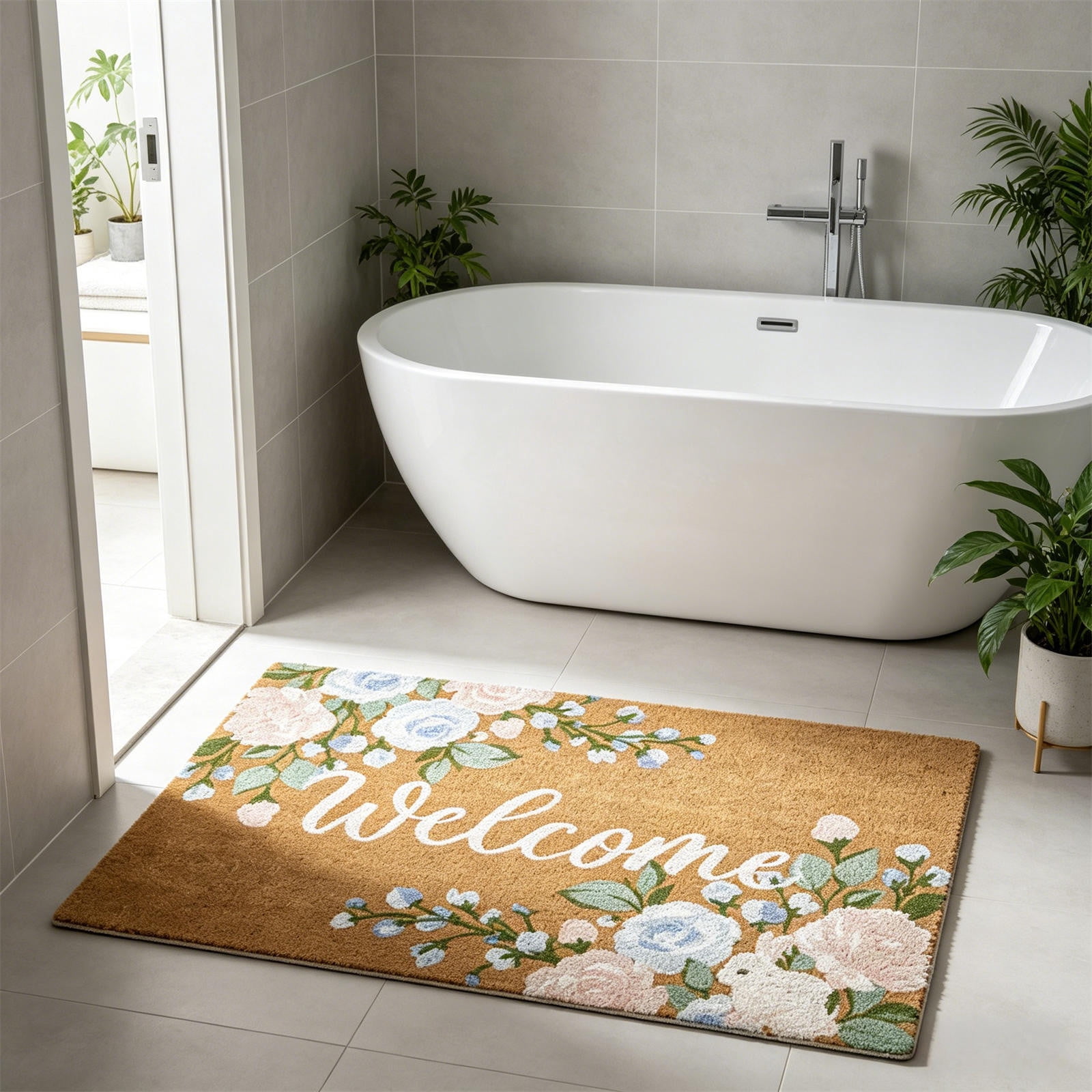 AuroraX Welcome Matt Outdoor Front Door Summer Floral House Door Mat 16x24 Non Slip Washable Welcome Mats for Inside Mothers Day Gifts for Mom