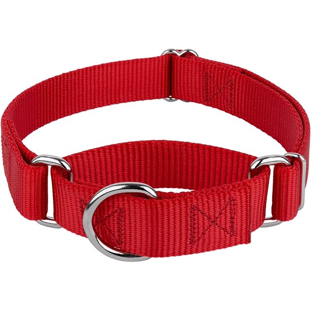 Country Brook Petz - Martingale Dog Collar - Heavy-Duty Training Collar with No Buckle - Service Dog Collar for All Pups - 10+ Warm Colors (Red, 3/4 Inch, Small)