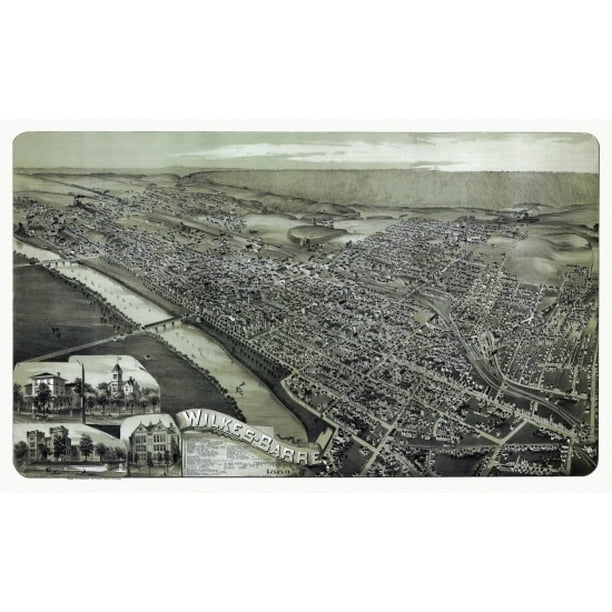 Old Map of Wilkes Barre Pennsylvania 1889 County Poster ...