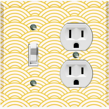 Metal Light Switch Plate Cover Japanese Pattern Yellow Sea Wave Wallpaper WAL015